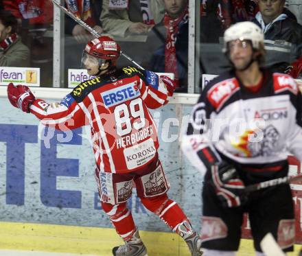 EBEL. Eishockey Bundesliga. KAC gegen  HK Acroni Jesenice. Jubel HERBURGER Raphael (KAC). Klagenfurt, am 5.12.2008.
Foto: Kuess 

---
pressefotos, pressefotografie, kuess, qs, qspictures, sport, bild, bilder, bilddatenbank