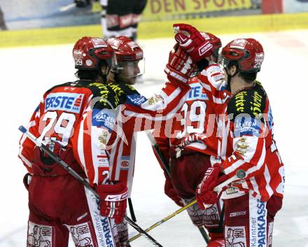 EBEL. Eishockey Bundesliga. KAC gegen  HK Acroni Jesenice. Jubel KAC. Klagenfurt, am 5.12.2008.
Foto: Nadja Kuess

---
pressefotos, pressefotografie, kuess, qs, qspictures, sport, bild, bilder, bilddatenbank