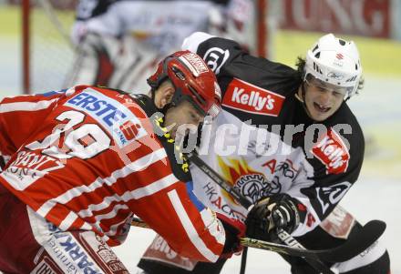 EBEL. Eishockey Bundesliga. KAC gegen  HK Acroni Jesenice. SHANTZ Jeffery (KAC), POLONCIC Gregor (Jesenice). Klagenfurt, am 5.12.2008.
Foto: Kuess 

---
pressefotos, pressefotografie, kuess, qs, qspictures, sport, bild, bilder, bilddatenbank