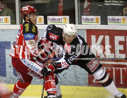 EBEL. Eishockey Bundesliga. KAC gegen  HK Acroni Jesenice. GEIER Manuel (KAC), REBOLJ Miha (Jesenice). Klagenfurt, am 5.12.2008.
Foto: Kuess 

---
pressefotos, pressefotografie, kuess, qs, qspictures, sport, bild, bilder, bilddatenbank