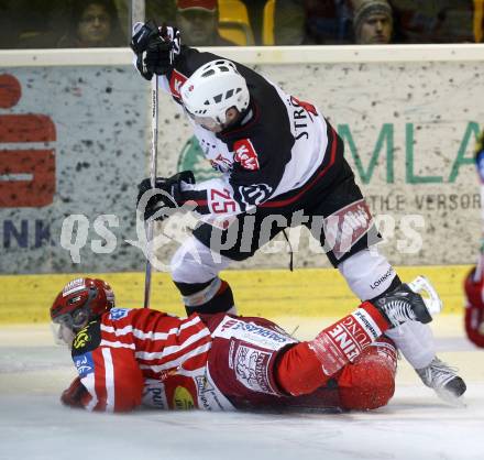 EBEL. Eishockey Bundesliga. KAC gegen  HK Acroni Jesenice. RATZ Herbert (KAC), STROEMBERG Conny (Jesenice). Klagenfurt, am 5.12.2008.
Foto: Kuess 

---
pressefotos, pressefotografie, kuess, qs, qspictures, sport, bild, bilder, bilddatenbank