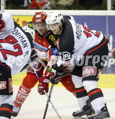 EBEL. Eishockey Bundesliga. KAC gegen  HK Acroni Jesenice. HAGER Gregor (KAC), RODMAN David (Jesenice). Klagenfurt, am 5.12.2008.
Foto: Kuess 

---
pressefotos, pressefotografie, kuess, qs, qspictures, sport, bild, bilder, bilddatenbank