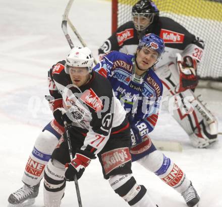 EBEL. Eishockey Bundesliga. EC Pasut VSV gegen HK Acroni Jesenice. Jonathan Ferland (VSV), Uros Vidmar, Gaber Glavic (Jesenice). Villach, am 7.12.2008.
Foto: Kuess 


---
pressefotos, pressefotografie, kuess, qs, qspictures, sport, bild, bilder, bilddatenbank