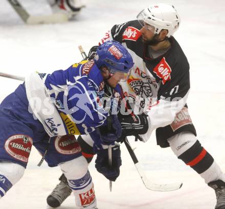 EBEL. Eishockey Bundesliga. EC Pasut VSV gegen HK Acroni Jesenice. Roland Kaspitz (VSV), Jean Philippe Pare (Jesenice). Villach, am 7.12.2008.
Foto: Kuess 


---
pressefotos, pressefotografie, kuess, qs, qspictures, sport, bild, bilder, bilddatenbank