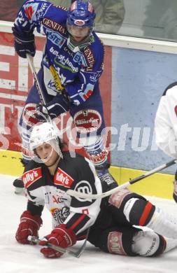 EBEL. Eishockey Bundesliga. EC Pasut VSV gegen HK Acroni Jesenice. Wolfgang Kromp (VSV), Ziga Svete (Jesenice). Villach, am 7.12.2008.
Foto: Kuess 


---
pressefotos, pressefotografie, kuess, qs, qspictures, sport, bild, bilder, bilddatenbank