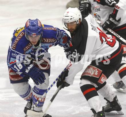 EBEL. Eishockey Bundesliga. EC Pasut VSV gegen HK Acroni Jesenice. Dan Cavanaugh (VSV), Jean Philippe Pare (Jesenice). Villach, am 7.12.2008.
Foto: Kuess 


---
pressefotos, pressefotografie, kuess, qs, qspictures, sport, bild, bilder, bilddatenbank