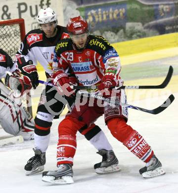 EBEL Eishockey Bundesliga. KAC gegen Olimpija Ljubljana (Laibach). Christoph Brandner (KAC), Ales Kranjc (Ljubljana). Klagenfurt, am 5.12.2008.
Foto: Nadja Kuess
---
pressefotos, pressefotografie, kuess, qs, qspictures, sport, bild, bilder, bilddatenbank