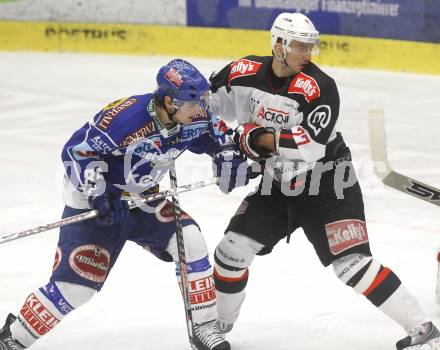 EBEL. Eishockey Bundesliga. EC Pasut VSV gegen HK Acroni Jesenice. Jonathan Ferland (VSV), Miha Rebolj (Jesenice). Villach, am 7.12.2008.
Foto: Kuess 


---
pressefotos, pressefotografie, kuess, qs, qspictures, sport, bild, bilder, bilddatenbank