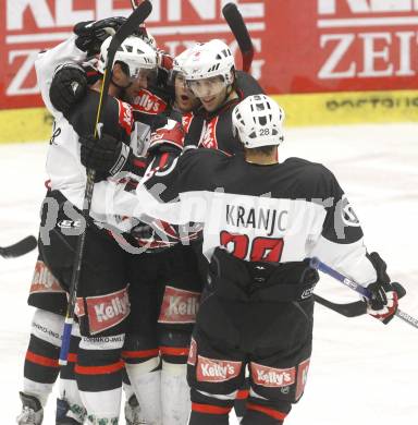 EBEL. Eishockey Bundesliga. EC Pasut VSV gegen HK Acroni Jesenice. Jubel (Jesenice). Villach, am 7.12.2008.
Foto: Kuess 


---
pressefotos, pressefotografie, kuess, qs, qspictures, sport, bild, bilder, bilddatenbank