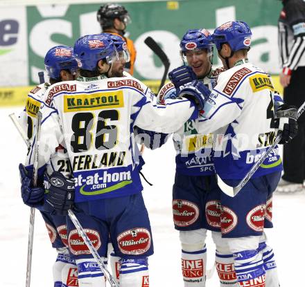 EBEL. Eishockey Bundesliga. EC Pasut VSV gegen Graz 99ers. Jubel (VSV). Villach, am 9.12.2008.
Foto: Nadja Kuess



---
pressefotos, pressefotografie, kuess, qs, qspictures, sport, bild, bilder, bilddatenbank