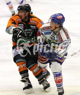 EBEL. Eishockey Bundesliga. EC Pasut VSV gegen Graz 99ers. Niko Nico Toff (VSV), Sven Klimbacher (Graz). Villach, am 9.12.2008.
Foto: Nadja Kuess



---
pressefotos, pressefotografie, kuess, qs, qspictures, sport, bild, bilder, bilddatenbank