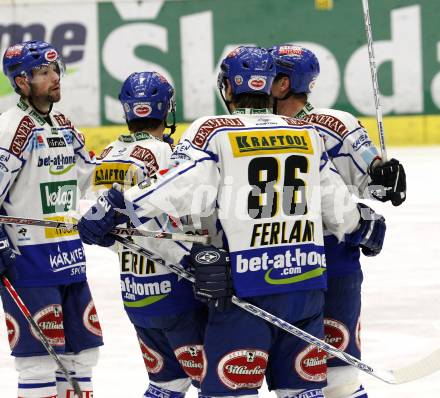 EBEL. Eishockey Bundesliga. EC Pasut VSV gegen Graz 99ers. Jubel (VSV). Villach, am 9.12.2008.
Foto: Nadja Kuess



---
pressefotos, pressefotografie, kuess, qs, qspictures, sport, bild, bilder, bilddatenbank