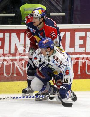 EBEL. Eishockey Bundesliga. EC Pasut VSV gegen EC Red Bull Salzburg.  Dan Cavanaugh, (VSV), Matthias Trattnig  (Salzburg). Villach, am 14.12.2008.
Foto: Kuess 

---
pressefotos, pressefotografie, kuess, qs, qspictures, sport, bild, bilder, bilddatenbank