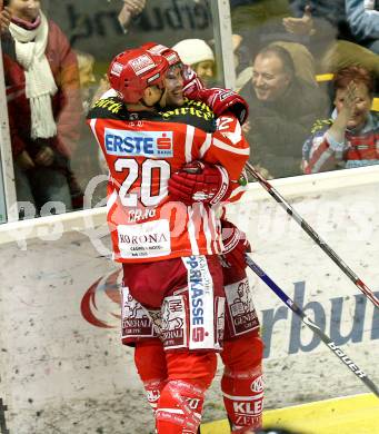 EBEL. Eishockey Bundesliga. KAC gegen  EHC LIWEST Linz. CRAIG Michael, HAGER Gregor (KAC). Klagenfurt, am 14.12.2008.
Foto: Kuess 

---
pressefotos, pressefotografie, kuess, qs, qspictures, sport, bild, bilder, bilddatenbank