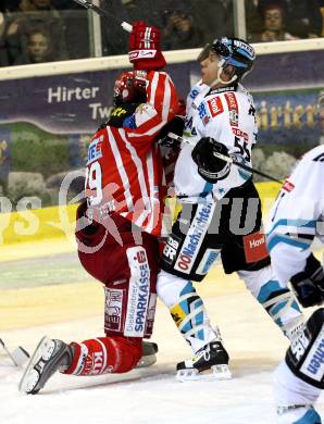 EBEL. Eishockey Bundesliga. KAC gegen  EHC LIWEST Linz. BRANDNER Christoph (KAC), LUKAS Robert  (Linz). Klagenfurt, am 14.12.2008.
Foto: Kuess 

---
pressefotos, pressefotografie, kuess, qs, qspictures, sport, bild, bilder, bilddatenbank