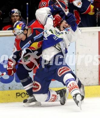 EBEL. Eishockey Bundesliga. EC Pasut VSV gegen EC Red Bull Salzburg. Jonathan Ferland,  (VSV), Matthias Trattnig (Salzburg). Villach, am 14.12.2008.
Foto: Kuess 

---
pressefotos, pressefotografie, kuess, qs, qspictures, sport, bild, bilder, bilddatenbank