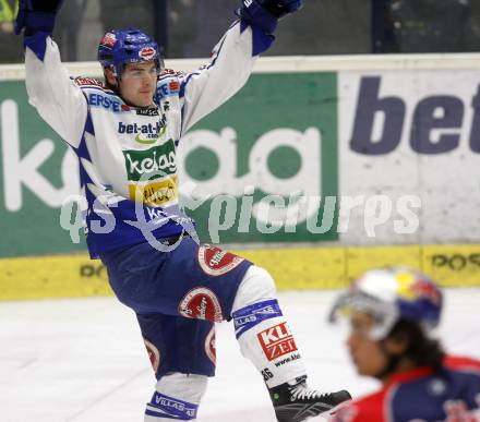 EBEL. Eishockey Bundesliga. EC Pasut VSV gegen EC Red Bull Salzburg. Torjubel Jonathan Ferland (VSV). Villach, am 14.12.2008.
Foto: Kuess 

---
pressefotos, pressefotografie, kuess, qs, qspictures, sport, bild, bilder, bilddatenbank