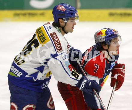 EBEL. Eishockey Bundesliga. EC Pasut VSV gegen EC Red Bull Salzburg. Jonathan Ferland,  (VSV), Walter Lee Sweatt (Salzburg). Villach, am 14.12.2008.
Foto: Kuess 

---
pressefotos, pressefotografie, kuess, qs, qspictures, sport, bild, bilder, bilddatenbank