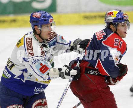 EBEL. Eishockey Bundesliga. EC Pasut VSV gegen EC Red Bull Salzburg. Robby Sandrock,  (VSV), Matthias Trattnig (Salzburg). Villach, am 14.12.2008.
Foto: Kuess 

---
pressefotos, pressefotografie, kuess, qs, qspictures, sport, bild, bilder, bilddatenbank