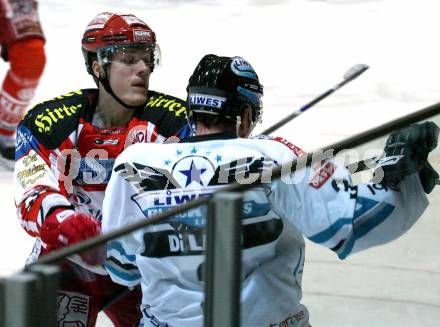 EBEL. Eishockey Bundesliga. KAC gegen  EHC LIWEST Linz. Manuel Geier (KAC), Ray Di Lauro (Linz). Klagenfurt, am 14.12.2008.
Foto: Kuess 

---
pressefotos, pressefotografie, kuess, qs, qspictures, sport, bild, bilder, bilddatenbank