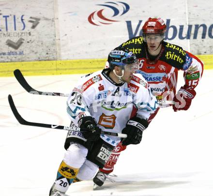 EBEL. Eishockey Bundesliga. KAC gegen  EHC LIWEST Linz. SCHELLANDER Paul (KAC), Brad Purdie (Linz). Klagenfurt, am 14.12.2008.
Foto: Kuess 

---
pressefotos, pressefotografie, kuess, qs, qspictures, sport, bild, bilder, bilddatenbank