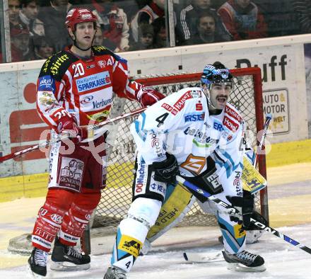 EBEL. Eishockey Bundesliga. KAC gegen  EHC LIWEST Linz. Mike Craig (KAC), Richard Seeley (Linz). Klagenfurt, am 14.12.2008.
Foto: Kuess 

---
pressefotos, pressefotografie, kuess, qs, qspictures, sport, bild, bilder, bilddatenbank