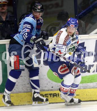 EBEL. Eishockey Bundesliga. EC Pasut VSV gegen Alba Volan Szekesfehervar. Guenther Lanzinger, (VSV), Andras Benk  (Szekesfehervar). Villach, am 21.12.2008.
Foto: Kuess 


---
pressefotos, pressefotografie, kuess, qs, qspictures, sport, bild, bilder, bilddatenbank