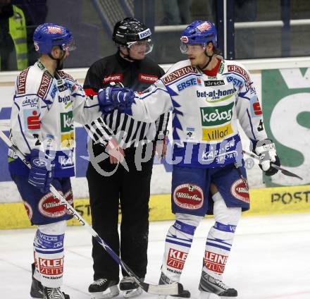 EBEL. Eishockey Bundesliga. EC Pasut VSV gegen Alba Volan Szekesfehervar. Torjubel Thomas Raffl, Darell Scoville. Villach, am 21.12.2008.
Foto: Kuess 


---
pressefotos, pressefotografie, kuess, qs, qspictures, sport, bild, bilder, bilddatenbank