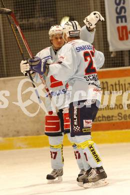 Eishockey Carinthian Hokey League. CHL. Steindorf gegen Althofen. Torjubel Oliver Oberrauner, Roland Schurian   (Steindorf). Steindorf, am 20.12.2008.
Foto: Kuess
---
pressefotos, pressefotografie, kuess, qs, qspictures, sport, bild, bilder, bilddatenbank