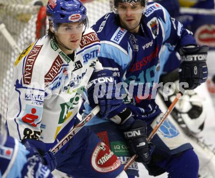 EBEL. Eishockey Bundesliga. EC Pasut VSV gegen Alba Volan Szekesfehervar. Jonathan Ferland, (VSV), Andras Horvath  (Szekesfehervar). Villach, am 21.12.2008.
Foto: Kuess 


---
pressefotos, pressefotografie, kuess, qs, qspictures, sport, bild, bilder, bilddatenbank