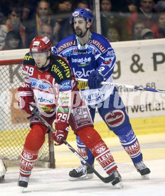 EBEL. Eishockey Bundesliga. KAC gegen VSV. Christoph Brandner,(KAC),  Darell Scoville (VSV). Klagenfurt, am 23.12.2008.
Foto: Kuess 

---
pressefotos, pressefotografie, kuess, qs, qspictures, sport, bild, bilder, bilddatenbank