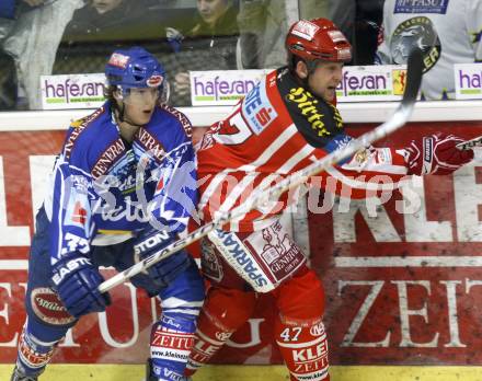 EBEL. Eishockey Bundesliga. KAC gegen VSV. Jeffrey Tory,(KAC),  Andreas Kristler (VSV). Klagenfurt, am 23.12.2008.
Foto: Kuess 

---
pressefotos, pressefotografie, kuess, qs, qspictures, sport, bild, bilder, bilddatenbank