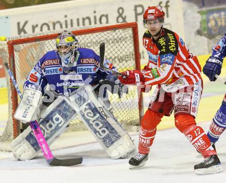 EBEL. Eishockey Bundesliga. KAC gegen VSV. Gregor Hager, (KAC), Gert Prohaska (VSV). Klagenfurt, am 23.12.2008.
Foto: Nadja Kuess 
---
pressefotos, pressefotografie, kuess, qs, qspictures, sport, bild, bilder, bilddatenbank