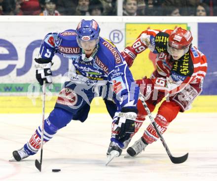 EBEL. Eishockey Bundesliga. KAC gegen VSV. Raphael Herburger (KAC), Thomas Raffl (VSV). Klagenfurt, am 23.12.2008.
Foto: Nadja Kuess 
---
pressefotos, pressefotografie, kuess, qs, qspictures, sport, bild, bilder, bilddatenbank