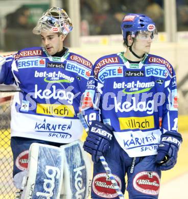 EBEL. Eishockey Bundesliga. KAC gegen VSV. Bernhard Starkbaum, Stefan Bacher (VSV). Klagenfurt, am 23.12.2008.
Foto: Nadja Kuess 
---
pressefotos, pressefotografie, kuess, qs, qspictures, sport, bild, bilder, bilddatenbank