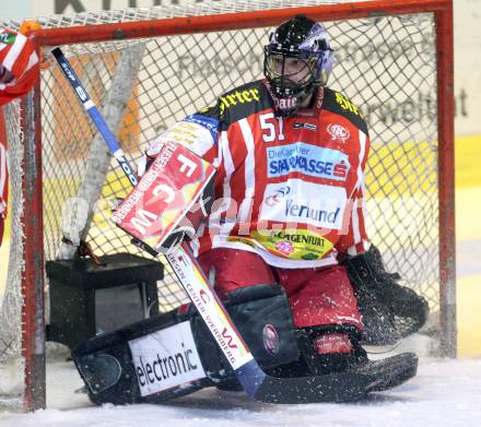 EBEL. Eishockey Bundesliga. KAC gegen VSV. Travis Scott (KAC), Torkamera. Klagenfurt, am 23.12.2008.
Foto: Nadja Kuess 

---
pressefotos, pressefotografie, kuess, qs, qspictures, sport, bild, bilder, bilddatenbank