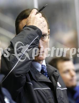 EBEL. Eishockey Bundesliga. KAC gegen VSV. Trainer Larry Huras (VSV). Klagenfurt, am 23.12.2008.
Foto: Kuess 

---
pressefotos, pressefotografie, kuess, qs, qspictures, sport, bild, bilder, bilddatenbank