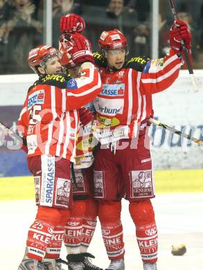 EBEL. Eishockey Bundesliga. KAC gegen VSV. Torjubel Christoph Brandner, Kirk Furey (KAC). Klagenfurt, am 23.12.2008.
Foto: Nadja Kuess 

---
pressefotos, pressefotografie, kuess, qs, qspictures, sport, bild, bilder, bilddatenbank