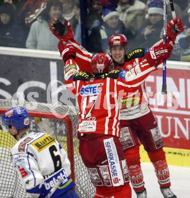 EBEL. Eishockey Bundesliga. EC Pasut VSV gegen EC KAC. Torjubel Herbert Ratz, Gregor Hager. Villach, am 26.12.2008.
Foto: Kuess 


---
pressefotos, pressefotografie, kuess, qs, qspictures, sport, bild, bilder, bilddatenbank