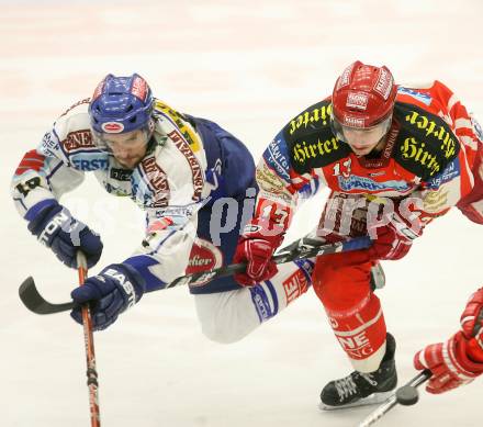 EBEL. Eishockey Bundesliga. EC Pasut VSV gegen EC KAC. Martin Oraze (VSV), KIRISITS Johannes (KAC). Villach, am 26.12.2008.
Foto: Nadja Kuess 


---
pressefotos, pressefotografie, kuess, qs, qspictures, sport, bild, bilder, bilddatenbank