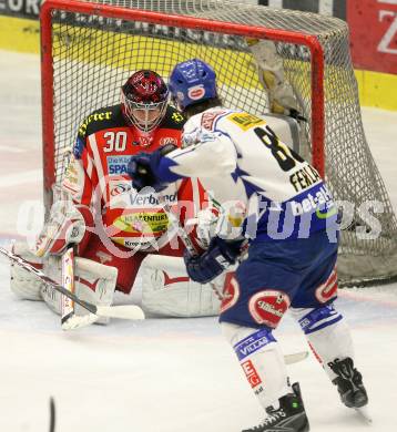 EBEL. Eishockey Bundesliga. EC Pasut VSV gegen EC KAC. FERLAND Jonathan (VSV), SWETTE Rene (KAC). Villach, am 26.12.2008.
Foto: Nadja Kuess 


---
pressefotos, pressefotografie, kuess, qs, qspictures, sport, bild, bilder, bilddatenbank