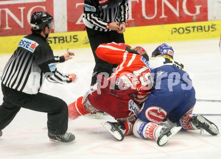 EBEL. Eishockey Bundesliga. EC Pasut VSV gegen EC KAC. PETRIK Benjamin (VSV), GEIER Stefan (KAC). Villach, am 26.12.2008.
Foto: Nadja Kuess  


---
pressefotos, pressefotografie, kuess, qs, qspictures, sport, bild, bilder, bilddatenbank