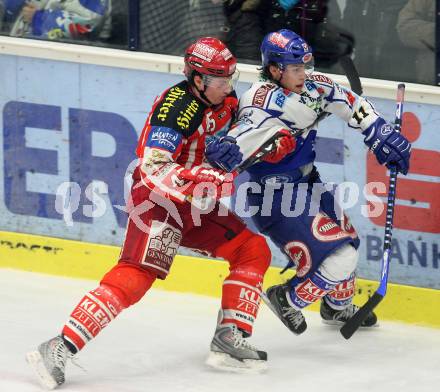 EBEL. Eishockey Bundesliga. EC Pasut VSV gegen EC KAC. TOFF Nico (VSV), SCHULLER David (KAC). Villach, am 26.12.2008.
Foto: Nadja Kuess 


---
pressefotos, pressefotografie, kuess, qs, qspictures, sport, bild, bilder, bilddatenbank