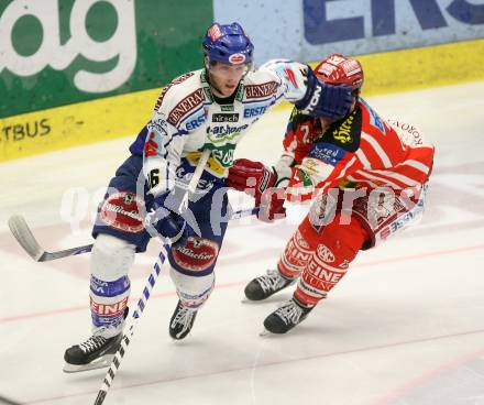 EBEL. Eishockey Bundesliga. EC Pasut VSV gegen EC KAC. CAVANAUGH Dan (VSV), GEIER Manuel (KAC). Villach, am 26.12.2008.
Foto: Nadja Kuess 


---
pressefotos, pressefotografie, kuess, qs, qspictures, sport, bild, bilder, bilddatenbank