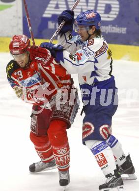 EBEL. Eishockey Bundesliga. EC Pasut VSV gegen EC KAC. Jonathan Ferland,  (VSV), Christoph Brandner (KAC). Villach, am 26.12.2008.
Foto: Kuess 


---
pressefotos, pressefotografie, kuess, qs, qspictures, sport, bild, bilder, bilddatenbank