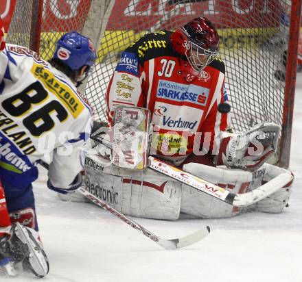 EBEL. Eishockey Bundesliga. EC Pasut VSV gegen EC KAC. Jonathan Ferland,  (VSV), Rene Swette (KAC). Villach, am 26.12.2008.
Foto: Kuess 


---
pressefotos, pressefotografie, kuess, qs, qspictures, sport, bild, bilder, bilddatenbank