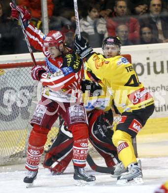 EBEL. Eishockey Bundesliga. KAC gegen EV Vienna Capitals. Mike Craig  (KAC), Anton Tino Teppert (Capitals). Klagenfurt, am 28.12.2008.
Foto: Kuess 

---
pressefotos, pressefotografie, kuess, qs, qspictures, sport, bild, bilder, bilddatenbank