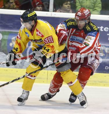 EBEL. Eishockey Bundesliga. KAC gegen EV Vienna Capitals. Johannes Kirisits,  (KAC), Marc Tropper (Capitals). Klagenfurt, am 28.12.2008.
Foto: Kuess 

---
pressefotos, pressefotografie, kuess, qs, qspictures, sport, bild, bilder, bilddatenbank