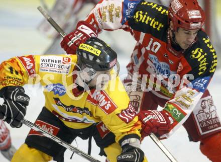 EBEL. Eishockey Bundesliga. KAC gegen EV Vienna Capitals. Warren Norris,  (KAC), Trevor Gallant (Capitals). Klagenfurt, am 28.12.2008.
Foto: Kuess 

---
pressefotos, pressefotografie, kuess, qs, qspictures, sport, bild, bilder, bilddatenbank