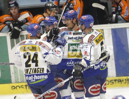 EBEL. Eishockey Bundesliga. EC Pasut VSV gegen EC Graz 99ers. Jubel VSV. Villach, am 30.12.2008.
Foto: Kuess 


---
pressefotos, pressefotografie, kuess, qs, qspictures, sport, bild, bilder, bilddatenbank